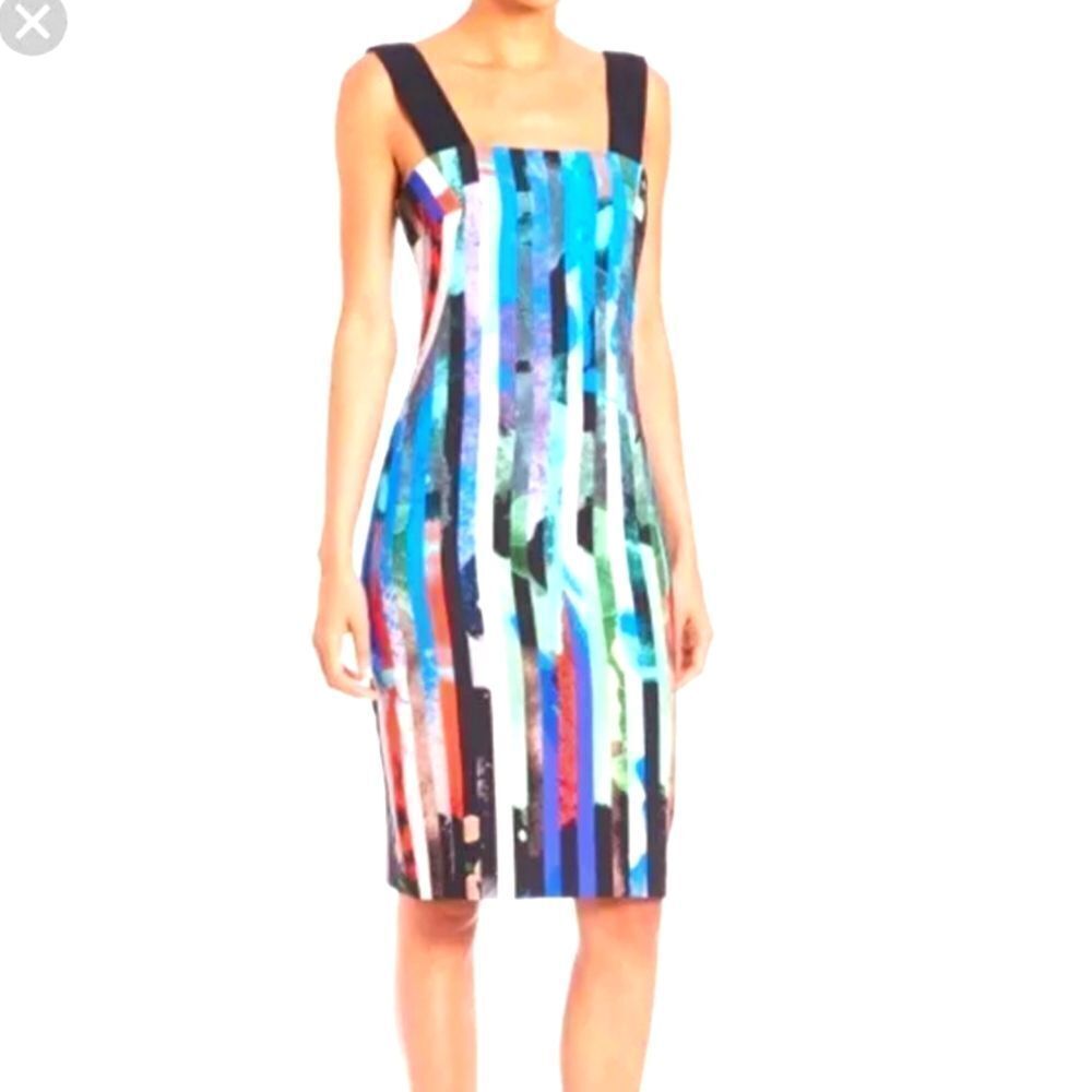 Milly Lorena Print Dress Sleeveless Knee Length Wide Straps Size 8